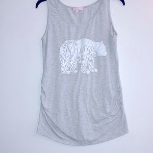 Women’s Maternity Mama Bear Graphic Tank Top Grey & White